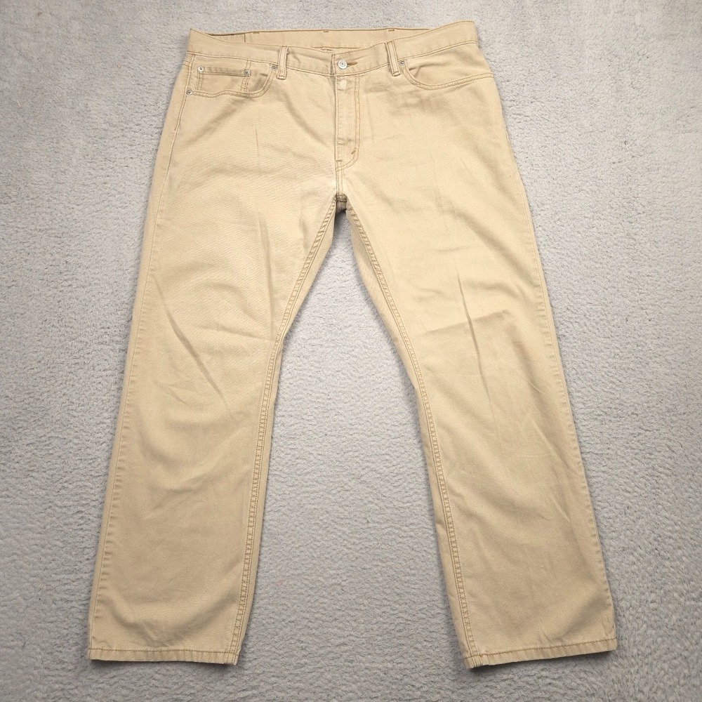 Levi's 514 Khaki Pants Men 38x30 Tan Cotton Twill 5 Pocket Straight Leg